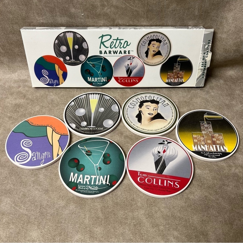 Retro bar coasters, Set of 6, New in package